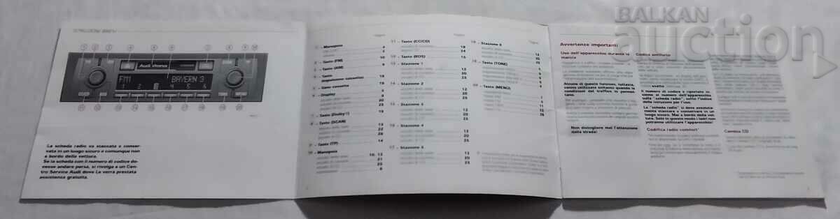 AUDI AUTORADIO CHORUS DESCRIPTION MANUAL 2001 with price 7.00 BGN | € 3.58