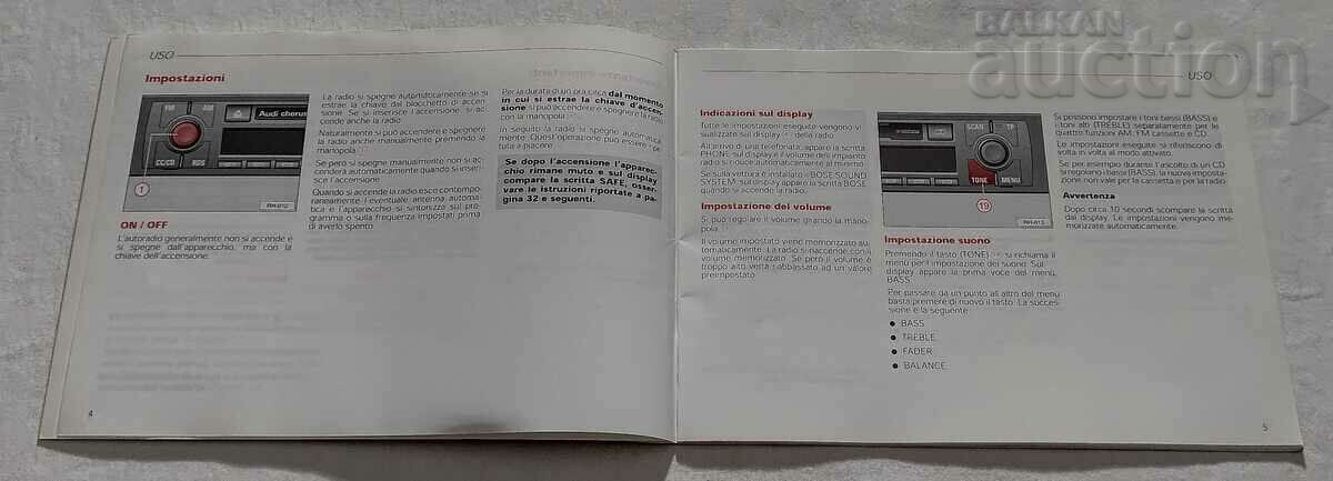 Delivery of AUDI AUTORADIO CHORUS DESCRIPTION MANUAL 2001