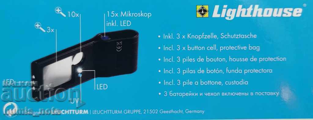 lupa 6 in 1 pe Leuchtturm 3x 10x 15x - 5 lupa 6 in 1 pe Leuchtturm 3x 10x 15x - 5