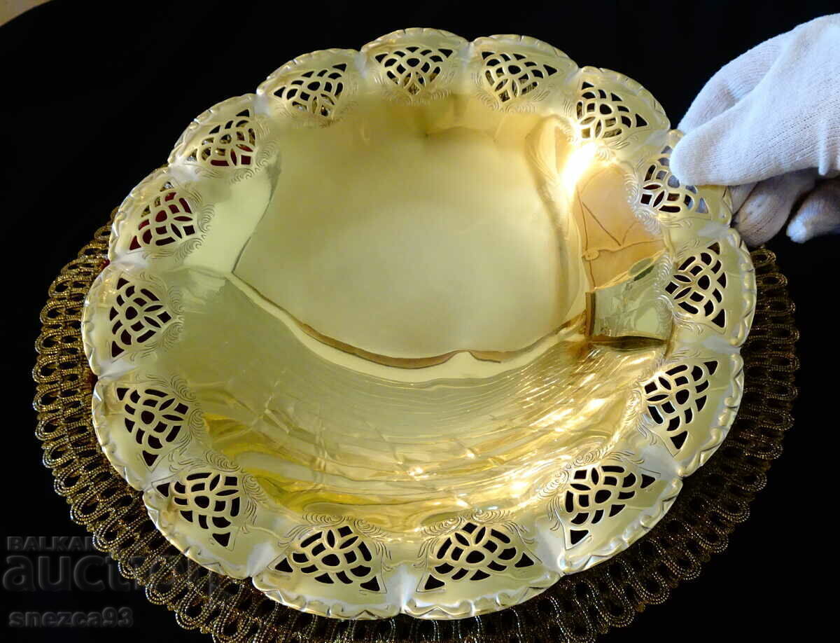 Fructieră bronz 26 cm, ajur, relief, baroc - 6 Fructieră bronz 26 cm, ajur, relief, baroc - 6