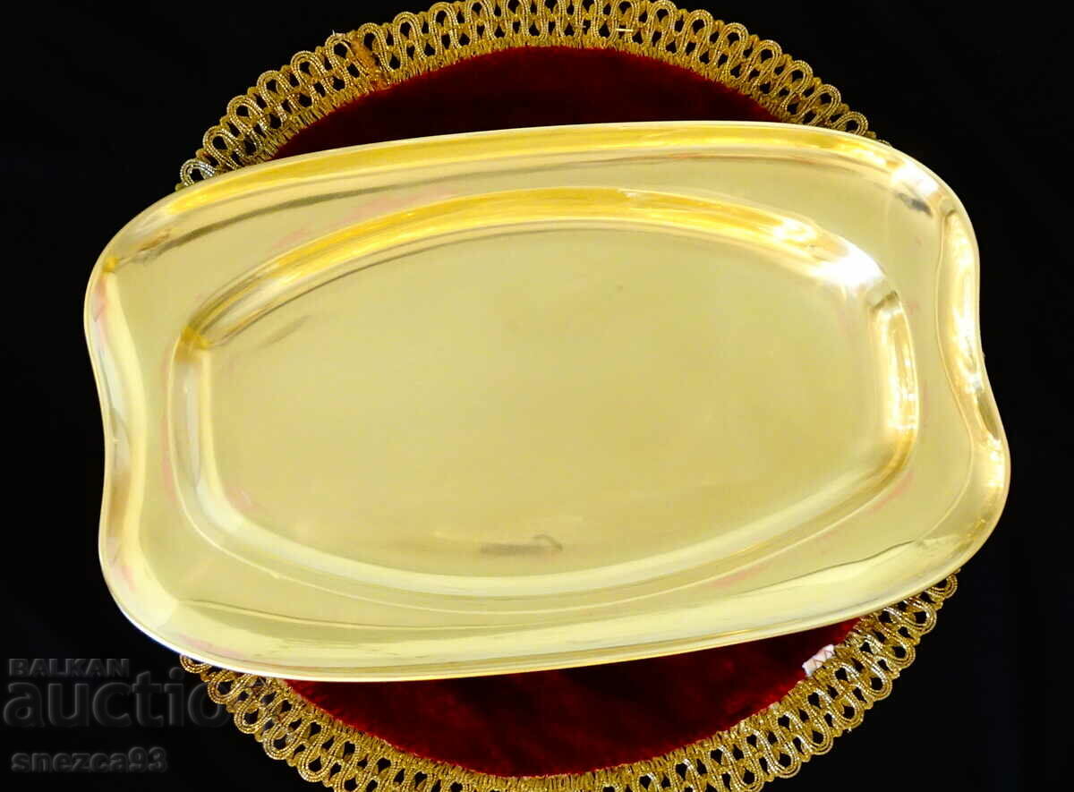 Brass serving dish, plate.