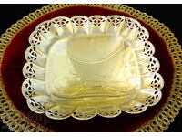 Fructieră bronz, relief, ajur, pătrată