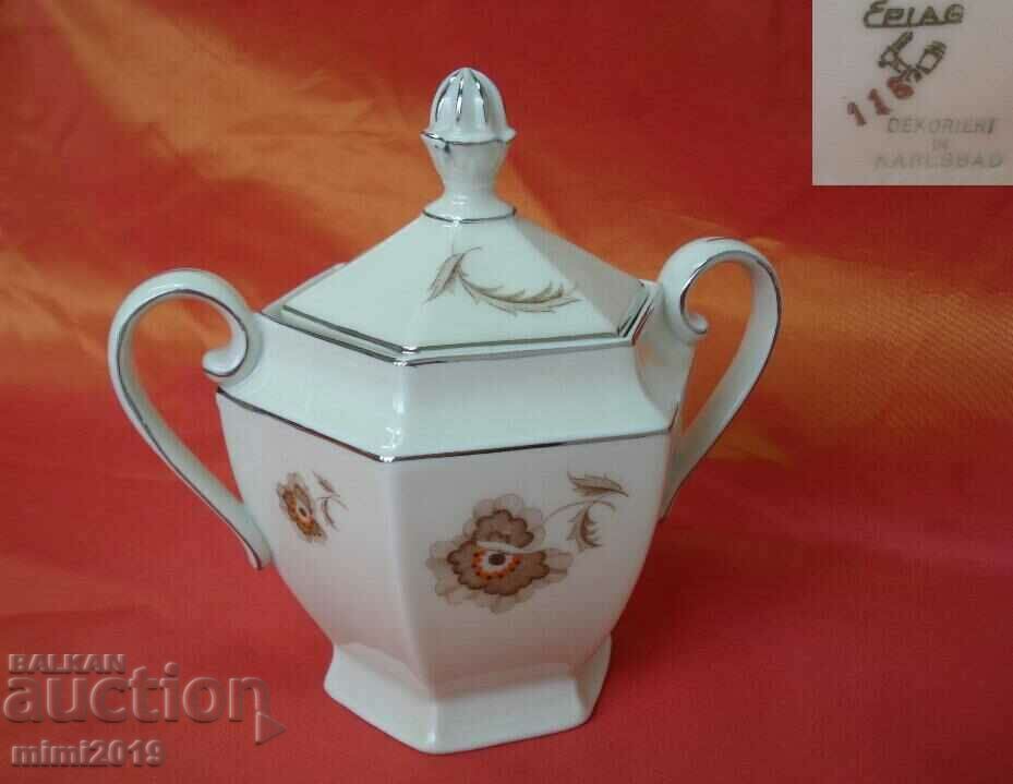 Porcelain Sugar Bowl, marked EPIAG KARLSBAD