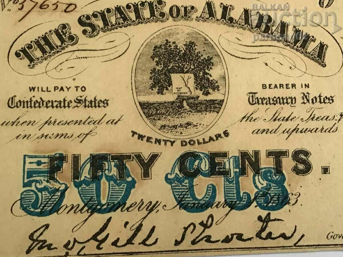 Delivery of USA 50 cents 1863 THE STATE of ALABAMA (OR)
