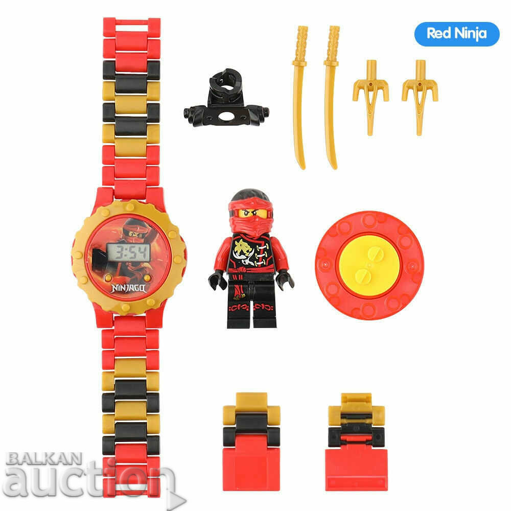 Детски часовник с играчка фигурка тип Лего Нинджаго нинджа ч