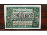 Германия 10 марки 1920 аUNC