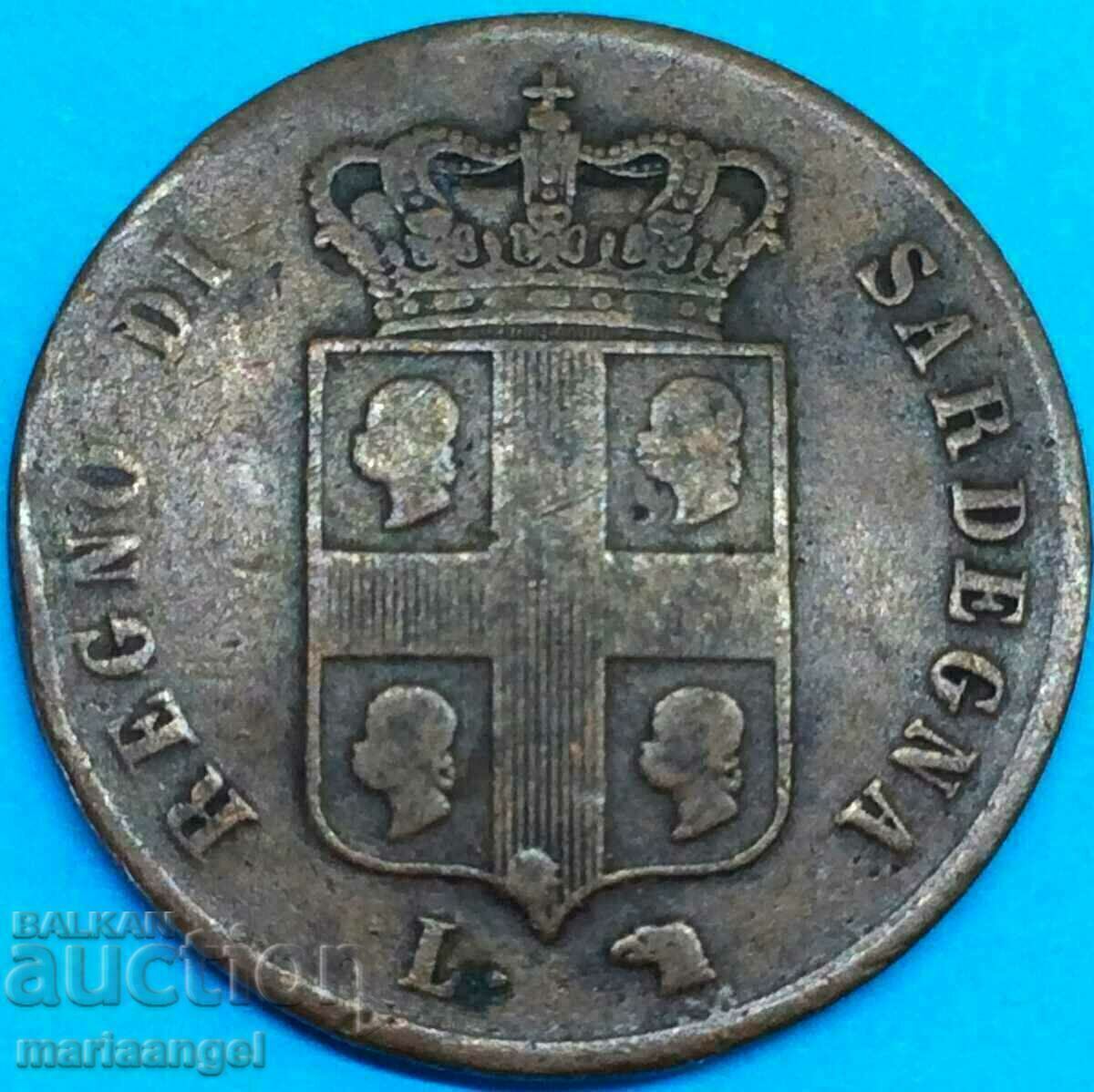 5 centesimi 1842 Italia Sardinia tip „4 capete” rar