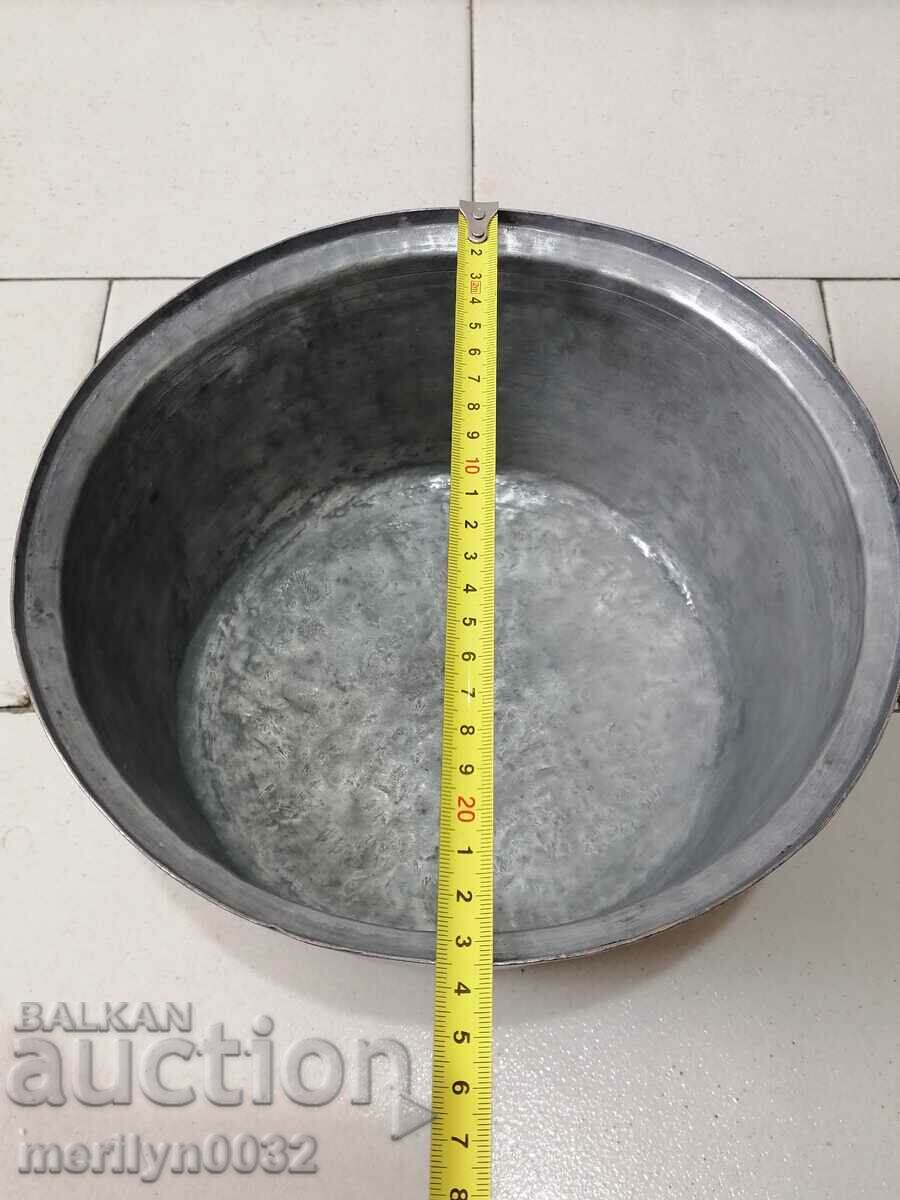 An old tinned pot, a baker's copper pot with lid - 6