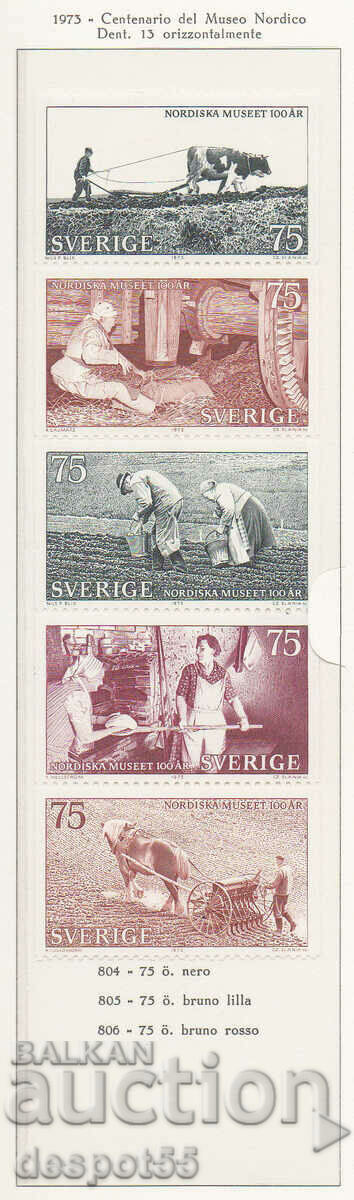 1973. Sweden. 100th Anniversary of the Northern Museum. Strip x5.