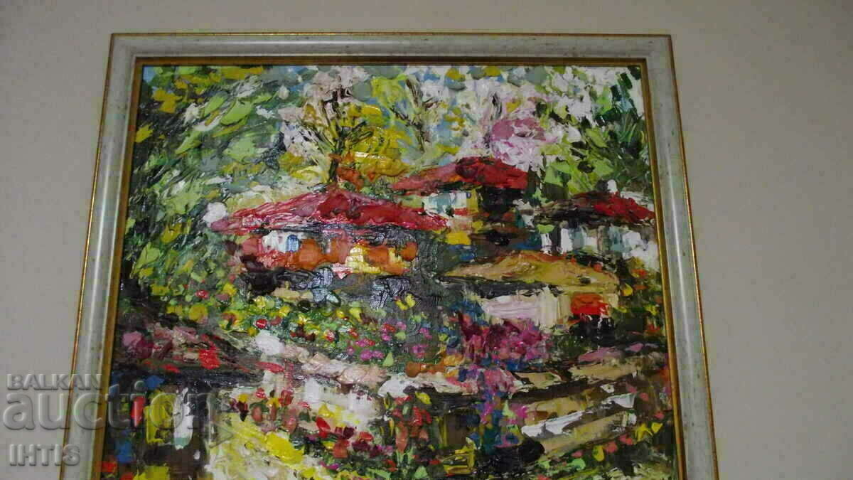 Auction OLD painting - / Landscape - old houses / - oil - Super - Auction OLD painting - / Landscape - old houses / - oil - Super -