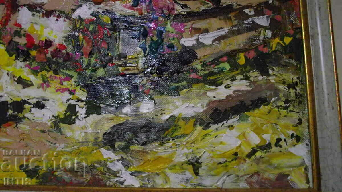 OLD painting - / Landscape - old houses / - oil - Super - - 5 OLD painting - / Landscape - old houses / - oil - Super - - 5