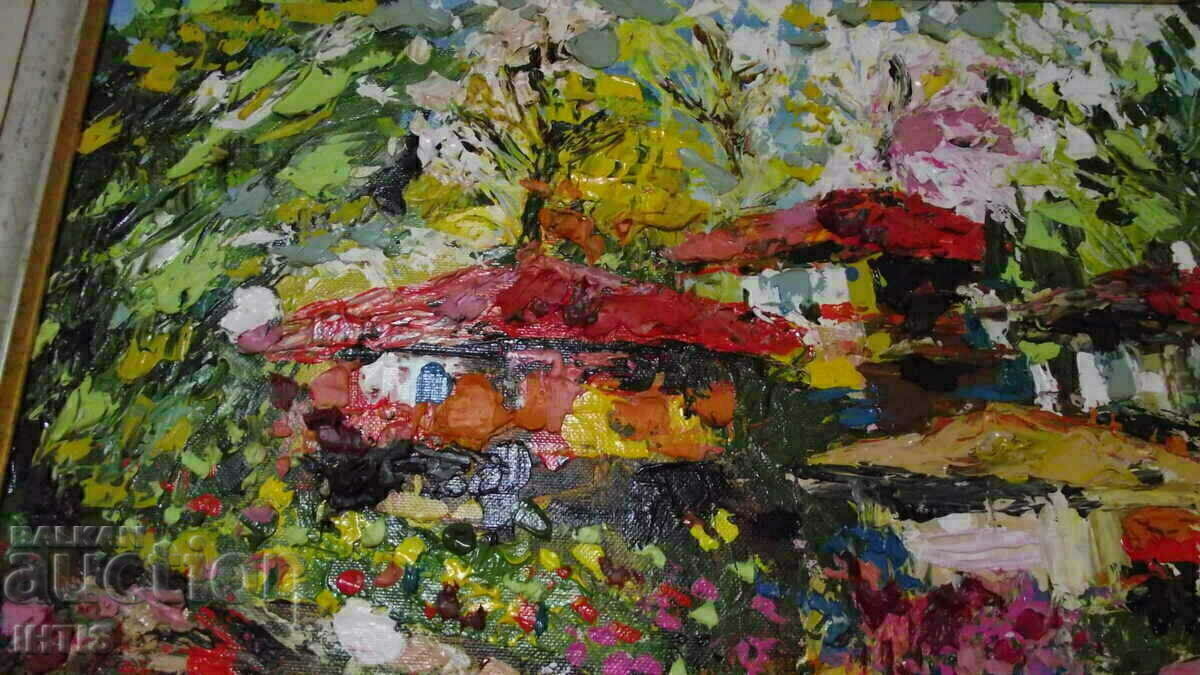 OLD painting - / Landscape - old houses / - oil - Super - - 6 OLD painting - / Landscape - old houses / - oil - Super - - 6