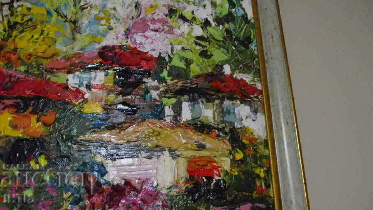 OLD painting - / Landscape - old houses / - oil - Super - - 7 OLD painting - / Landscape - old houses / - oil - Super - - 7