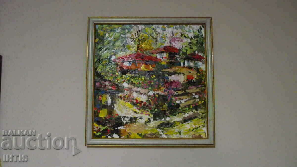 OLD painting - / Landscape - old houses / - oil - Super - OLD painting - / Landscape - old houses / - oil - Super -