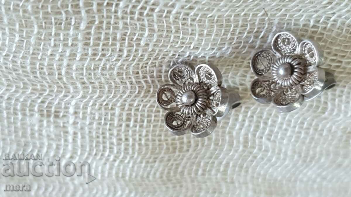 Antique silver filigree earrings