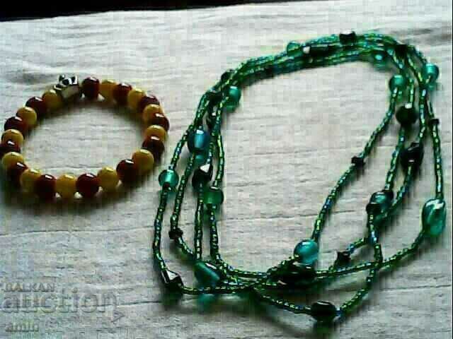 Аукцион красиво колие от маниста стеклен мурано гривна от камени Аукцион красиво колие от маниста стеклен мурано гривна от камени