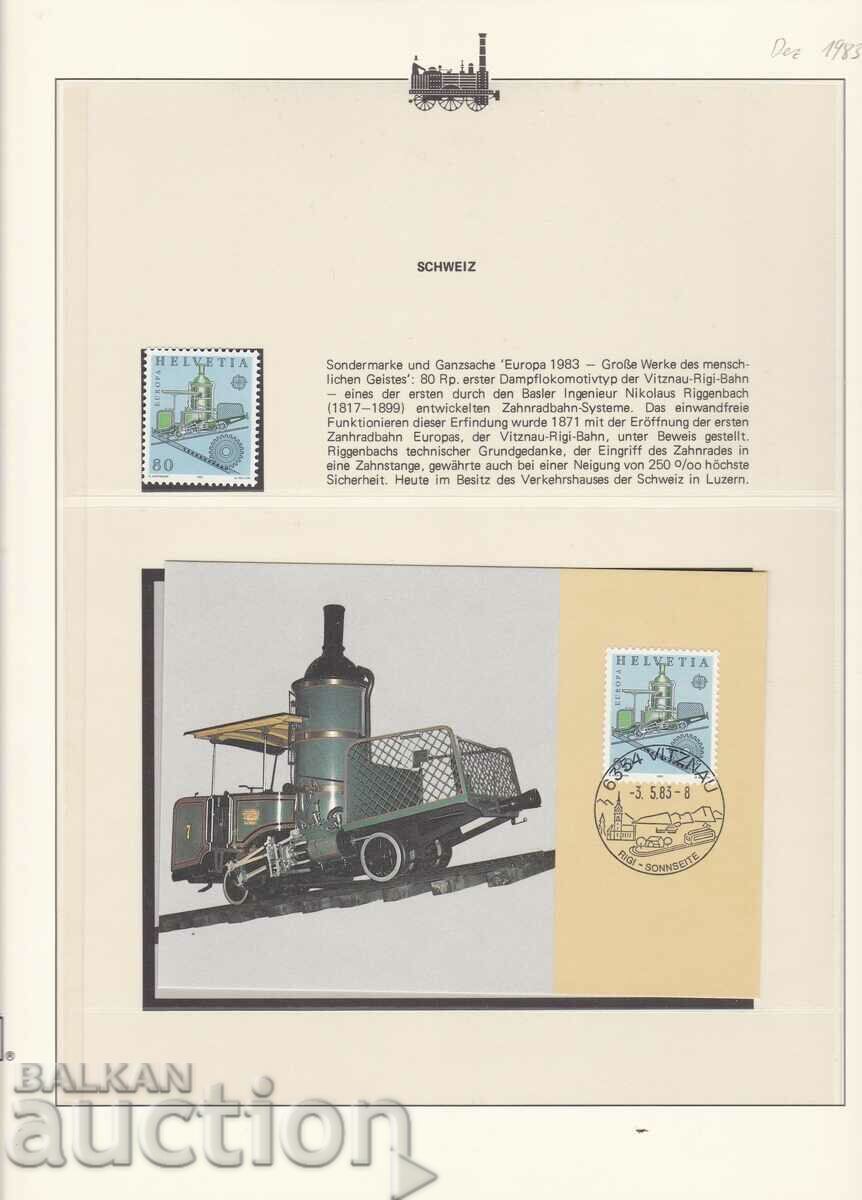 Harta mărcilor maxim Trenuri Locomotive Elveția 1983