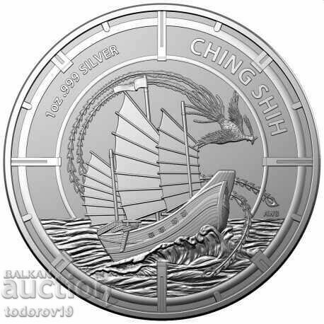 1 oz Silver Ching Shi - Pirate Ship - 2021 Straw Ost.