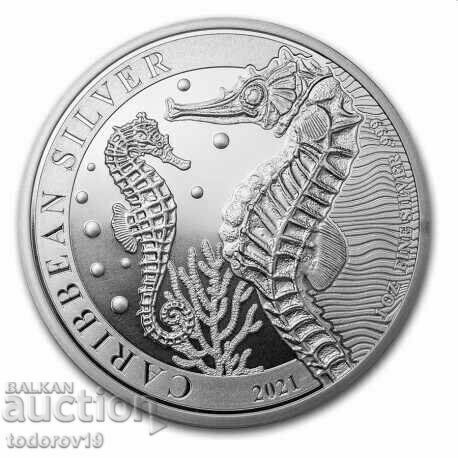 Silver 1oz Caribbean Seahorse - Μπαρμπάντος 2021