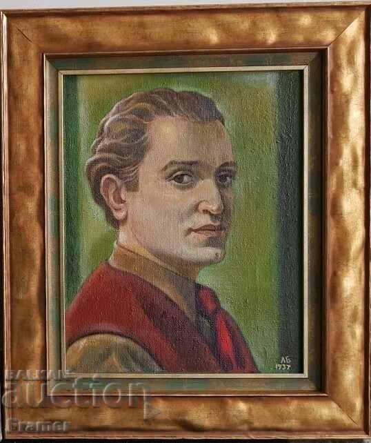 Autoportret timpuriu unic 1937 Lyuben Boyadzhiev 1914-2003