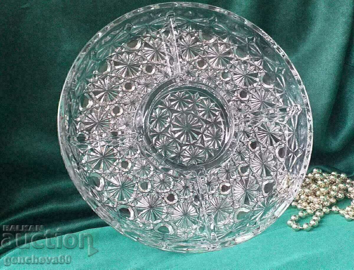 Large lead crystal serving platter with sections with price 40.00 BGN | € 20.45 Large lead crystal serving platter with sections with price 40.00 BGN | € 20.45