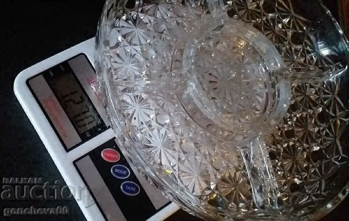 Large lead crystal serving platter with sections - 6 Large lead crystal serving platter with sections - 6