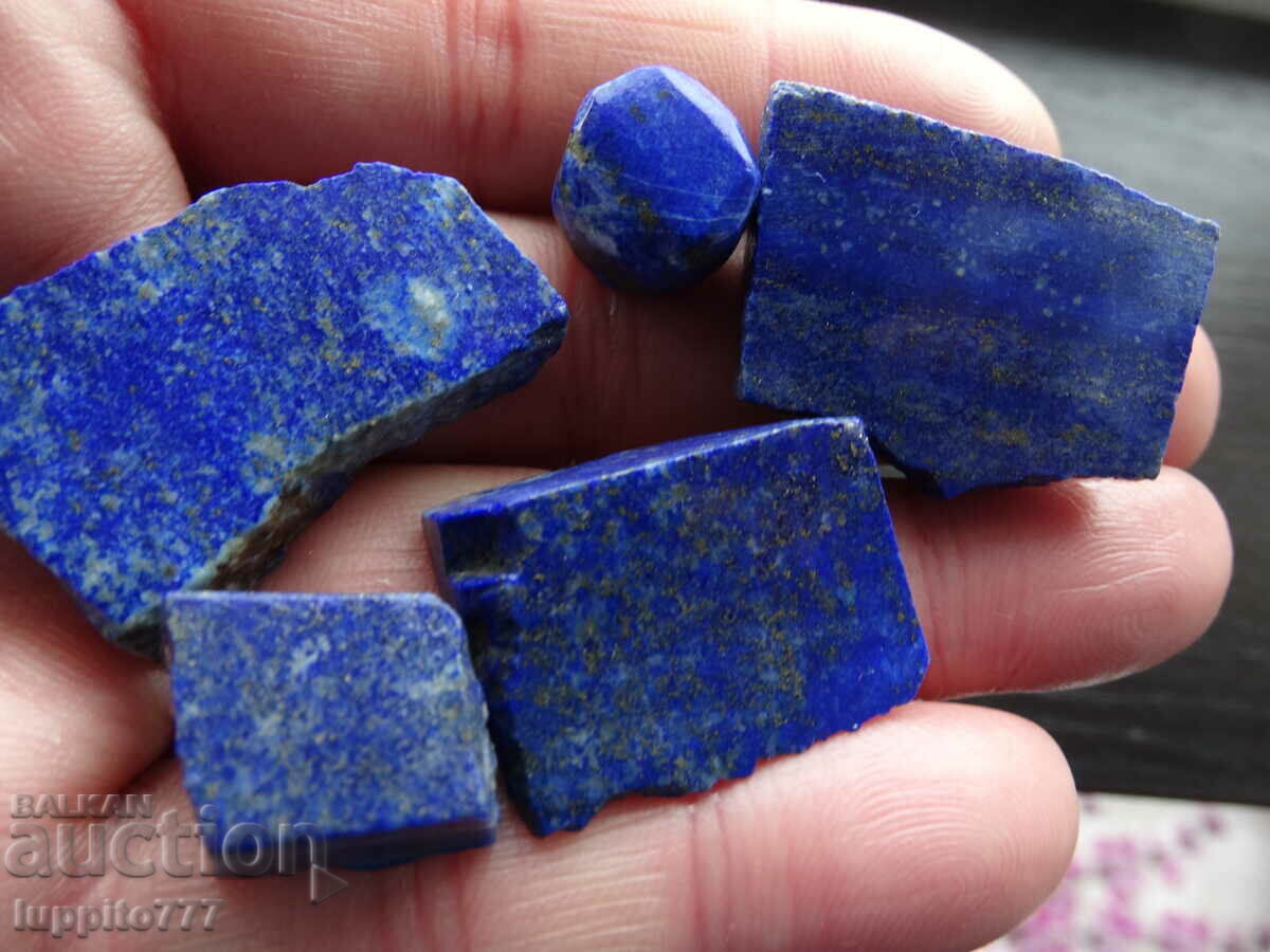 42.95 grams natural lapis lazuli lot 5 pieces - 5 42.95 grams natural lapis lazuli lot 5 pieces - 5