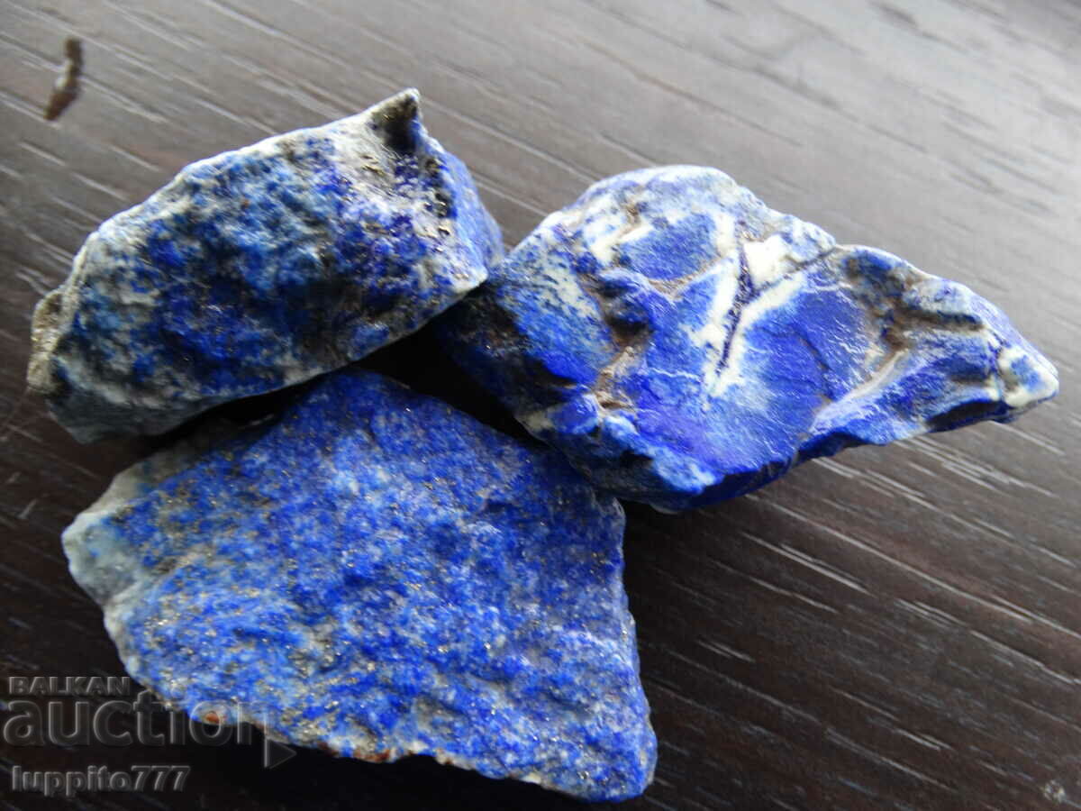 Auction 81.82 grams natural lapis lazuli lot 3 pieces Auction 81.82 grams natural lapis lazuli lot 3 pieces