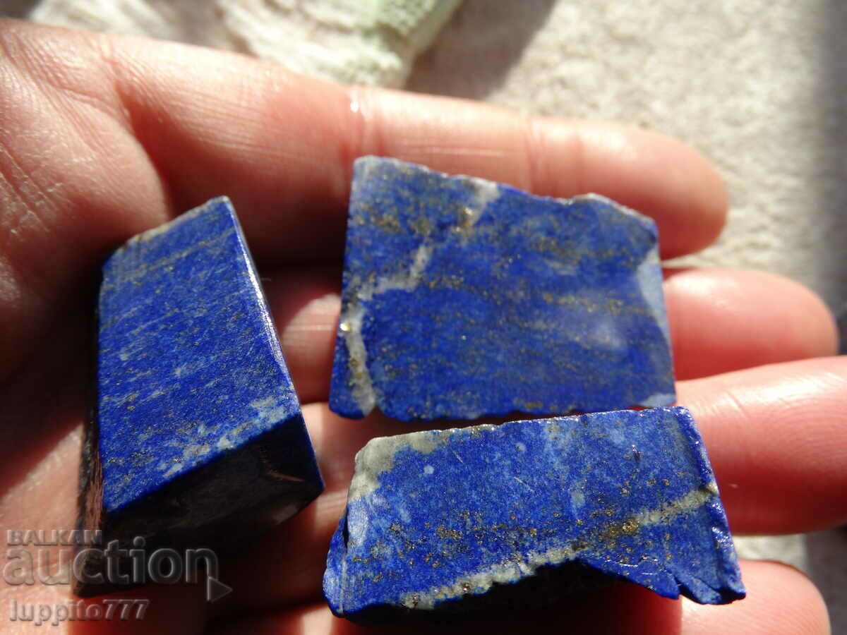 Auction 50.00 grams natural lapis lazuli lot 3 pieces Auction 50.00 grams natural lapis lazuli lot 3 pieces