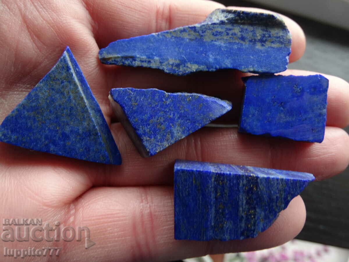 Auction 56.83 grams natural lapis lazuli lot 5 pieces Auction 56.83 grams natural lapis lazuli lot 5 pieces