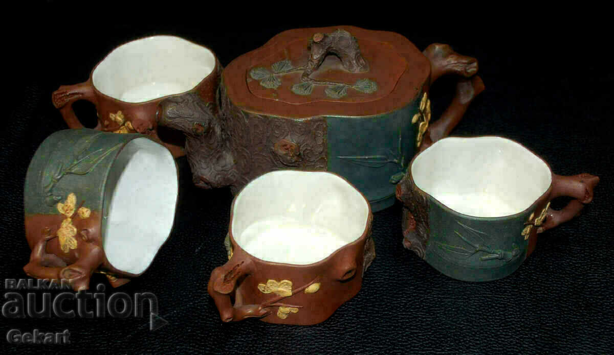 Vintage Antique Chinese Clay Tea Set YIXING ZISHA