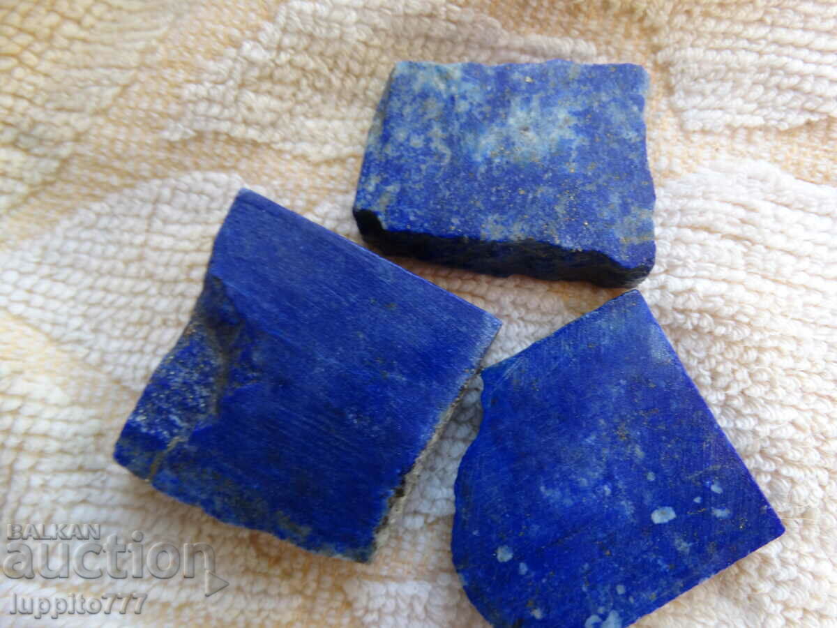 Auction 38.25 grams natural lapis lazuli lot 3 pieces Auction 38.25 grams natural lapis lazuli lot 3 pieces