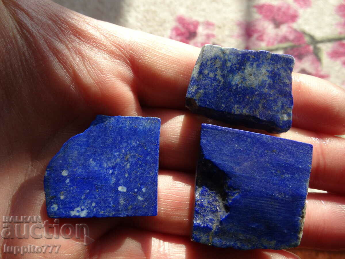 38.25 grams natural lapis lazuli lot 3 pieces - 5 38.25 grams natural lapis lazuli lot 3 pieces - 5