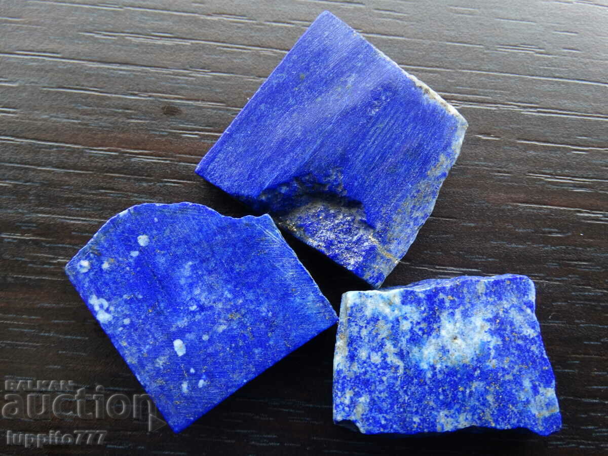 38.25 grams natural lapis lazuli lot 3 pieces - 6 38.25 grams natural lapis lazuli lot 3 pieces - 6