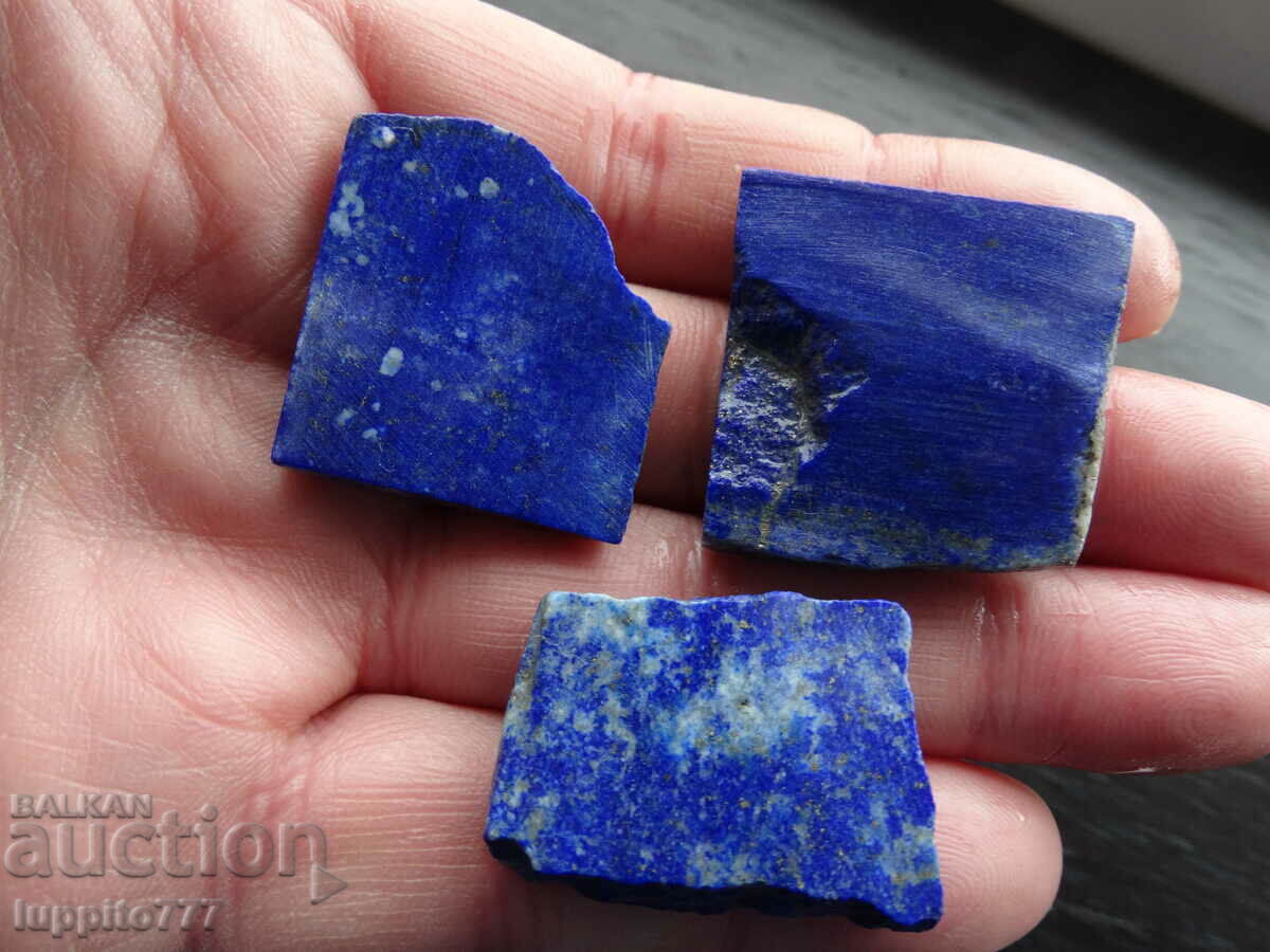 38.25 grams natural lapis lazuli lot 3 pieces - 7 38.25 grams natural lapis lazuli lot 3 pieces - 7