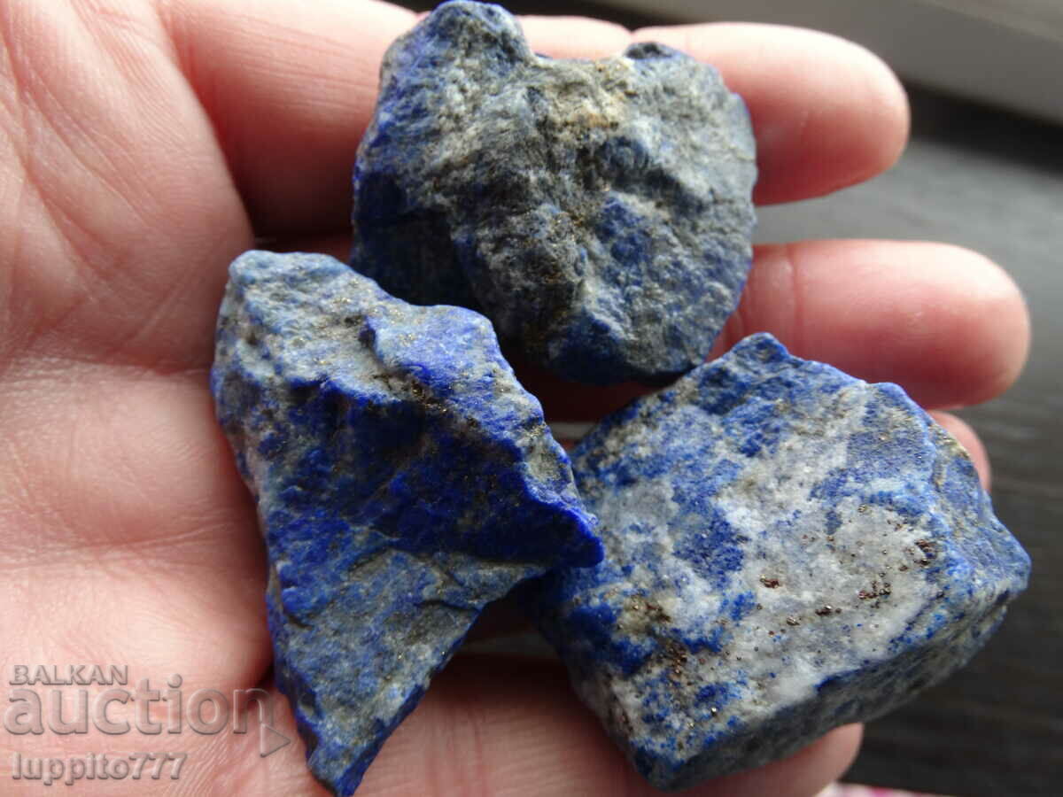 Auction  100.00 grams natural lapis lazuli lot 3 pieces