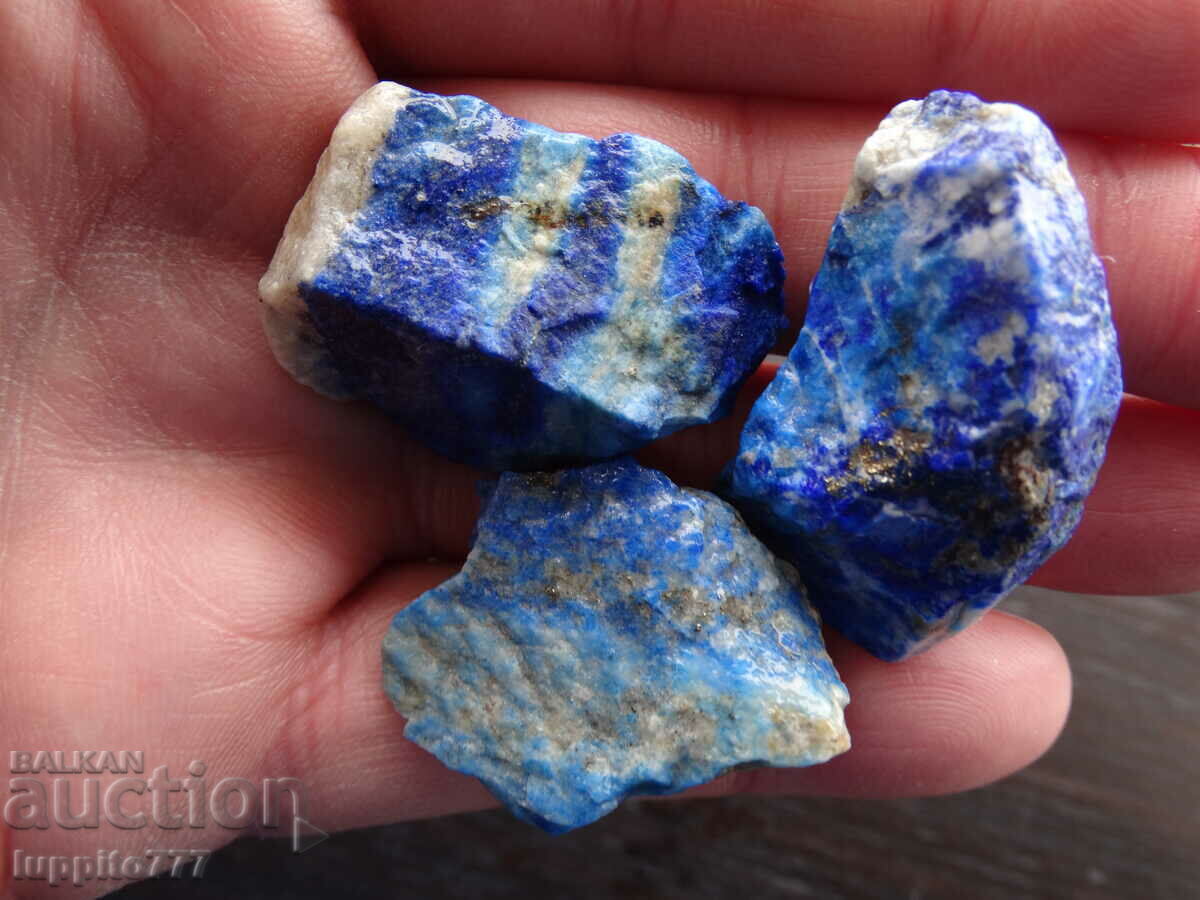 Auction  48.10 grams natural lapis lazuli lot 3 pieces