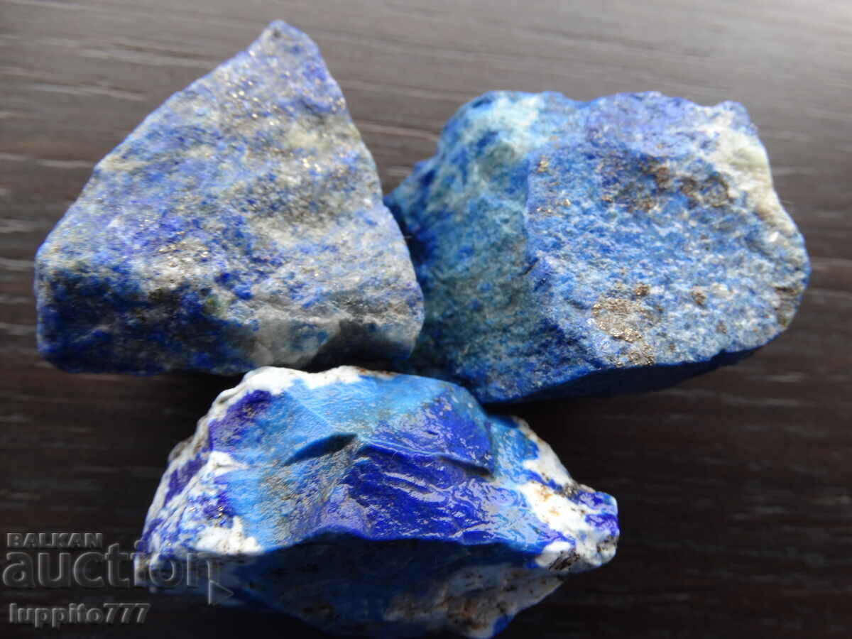Auction 77.70 grams natural lapis lazuli lot 3 pieces Auction 77.70 grams natural lapis lazuli lot 3 pieces