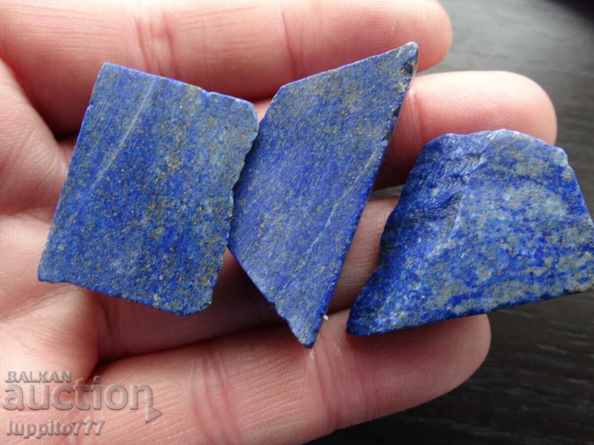 Auction  49.80 grams natural lapis lazuli lot 3 pieces