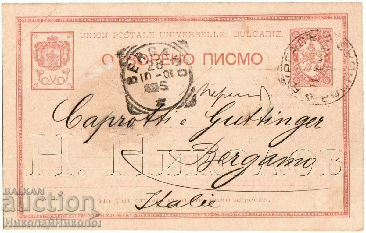 1901 POSTA VECHIA. HARTA DE LA BURGAS LA BERGAMO ALBERT SAMUEL G198