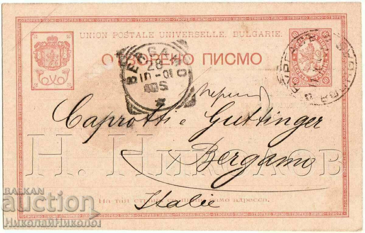 1901 POSTA VECHIA. HARTA DE LA BURGAS LA BERGAMO ALBERT SAMUEL G198