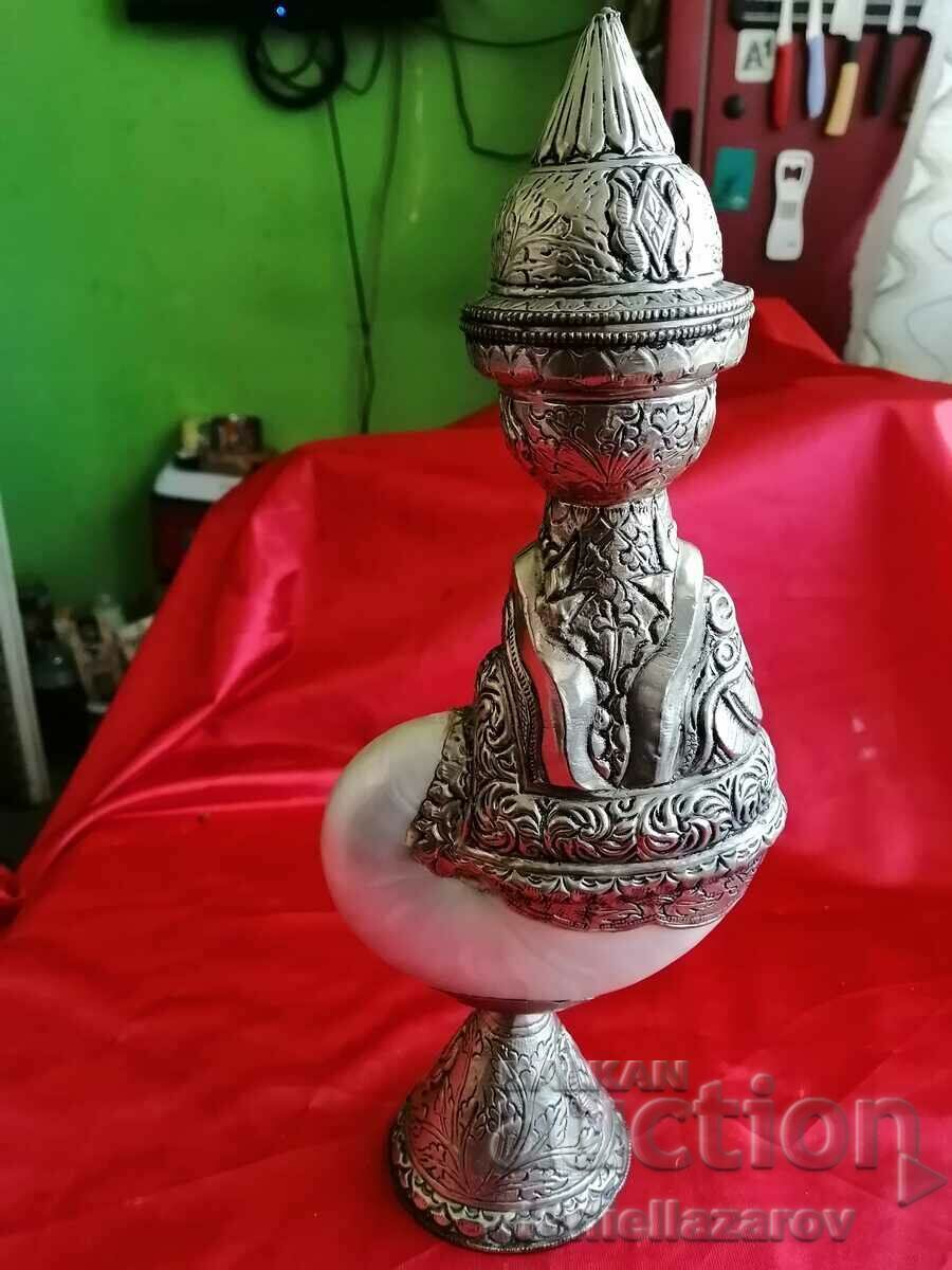 Vas rar unic, figurină, argint, Nautilus sidef