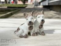 Mini porcelain figure of a dog / Mini Schnauzer puppies #3655