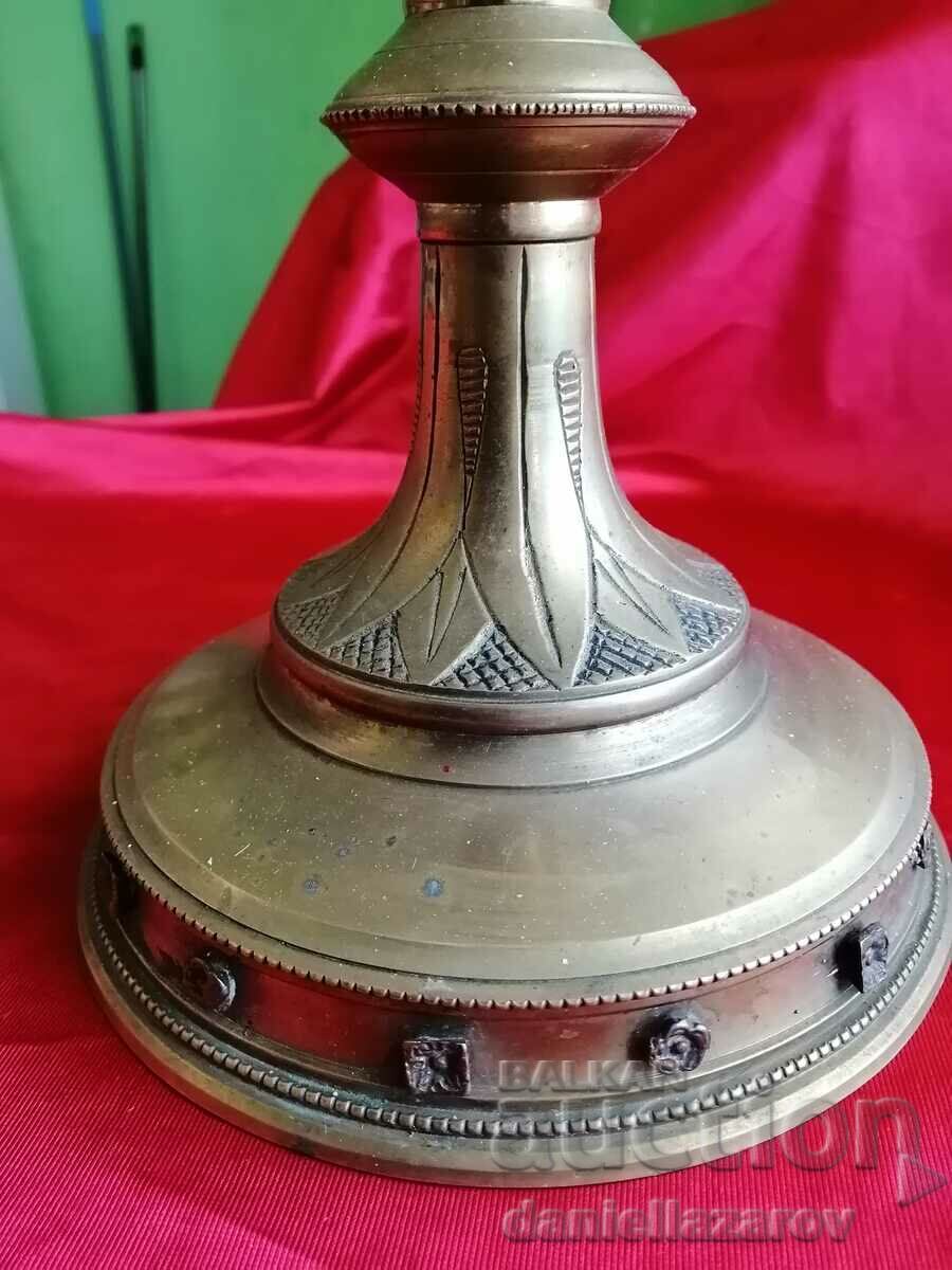 Old Large Enthroned CHURCH Candlestick with price 220.00 BGN | € 112.48 Old Large Enthroned CHURCH Candlestick with price 220.00 BGN | € 112.48