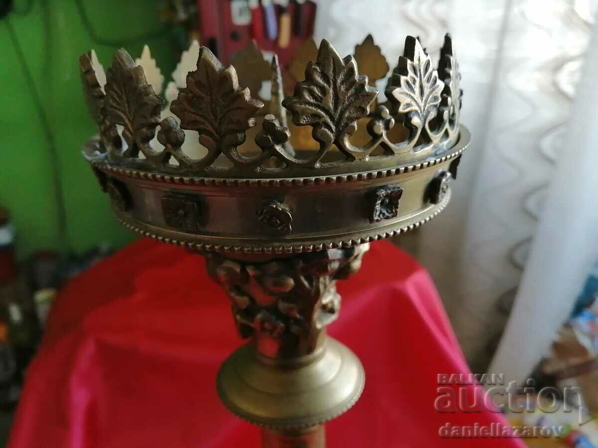 Delivery of Old Large Enthroned CHURCH Candlestick Delivery of Old Large Enthroned CHURCH Candlestick