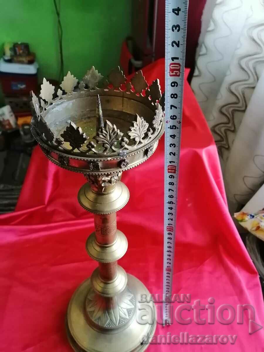 Old Large Enthroned CHURCH Candlestick - 6 Old Large Enthroned CHURCH Candlestick - 6