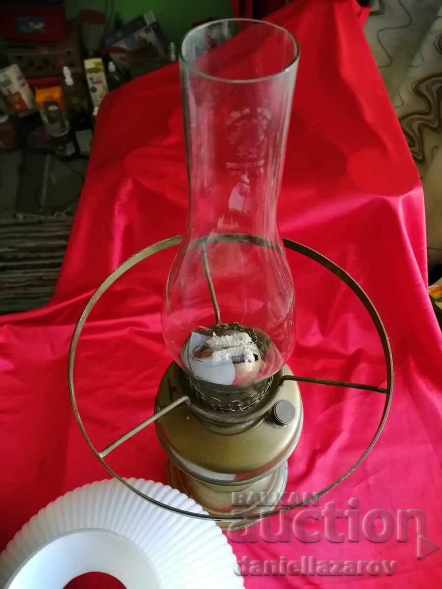 Antique Large English Gas Lamp with Duplex Shade - 5