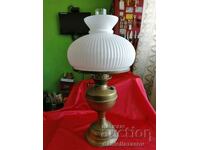Antique Large English Gas Lamp with Duplex Shade