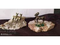 Rară broșă de bronz „Căprioare” și berbec - bronz pentru decorație