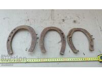LOT OF 3 FORGED LARGE RENAISSANCE HORSESHOES, ROOSTER